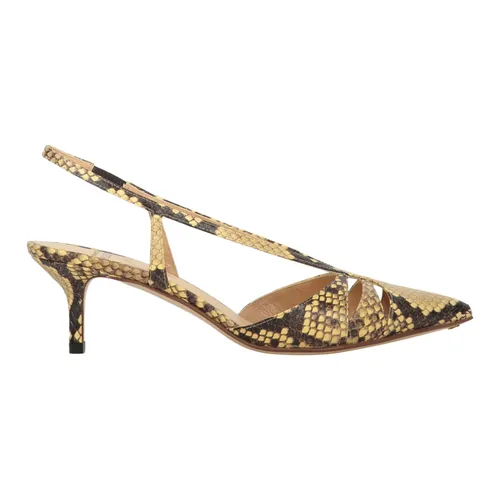 Snakeskin Pointy Toe Slingback Pumps - Francesco Russo - Modalova