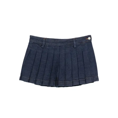 Falda Plisada de Algodón Azul Oscuro - 7 For All Mankind - Modalova