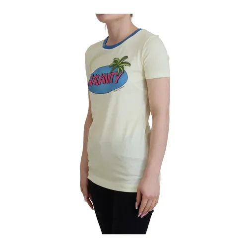 Palm Tree Graphic Tee Yellow Cotton - Dolce & Gabbana - Modalova