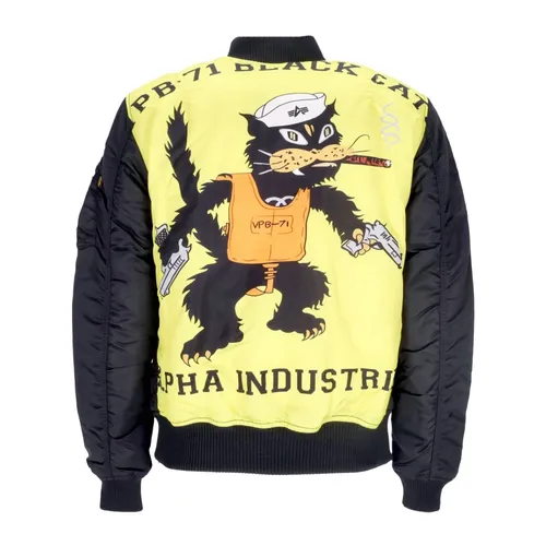 Reversible Bomber Jacket Black Fighter Squadron - Alpha Industries - Modalova