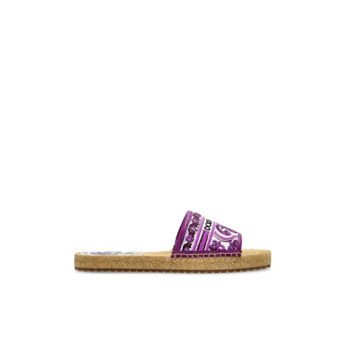 Slides with Majolica pattern - Dolce & Gabbana - Modalova