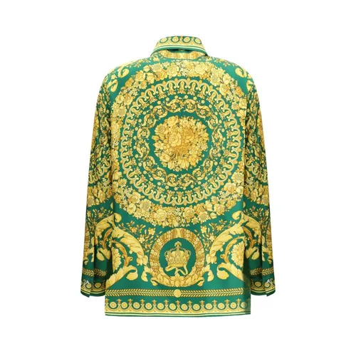 Bicolor Silk Pattern Shirt - Versace - Modalova