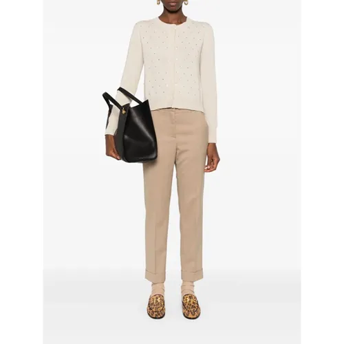 Beige Wool Blend Slim Fit Trousers - Peserico - Modalova