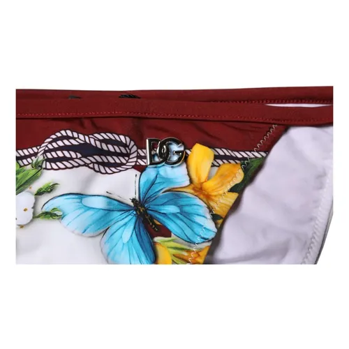 White Floral Print Bikini Bottom - Dolce & Gabbana - Modalova