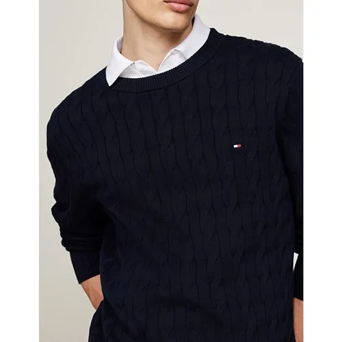 Cable Knit Crew Neck Jumper - Tommy Hilfiger - Modalova