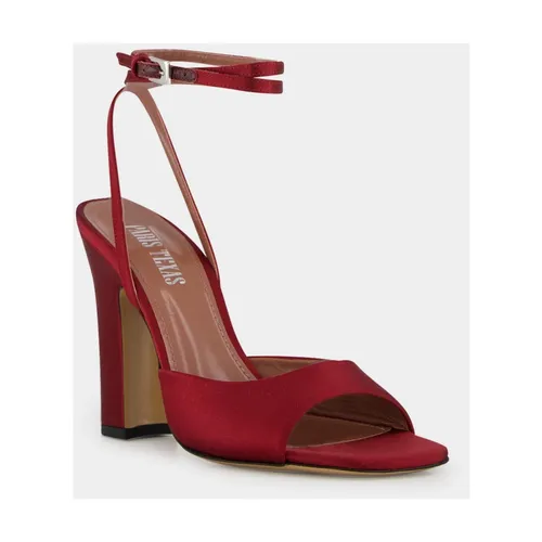 Luxurious Rouge Noir Satin Sandals - Paris Texas - Modalova
