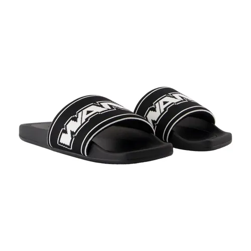 Black Webbing Pool Slides - Coated Canvas - Alexander Wang - Modalova