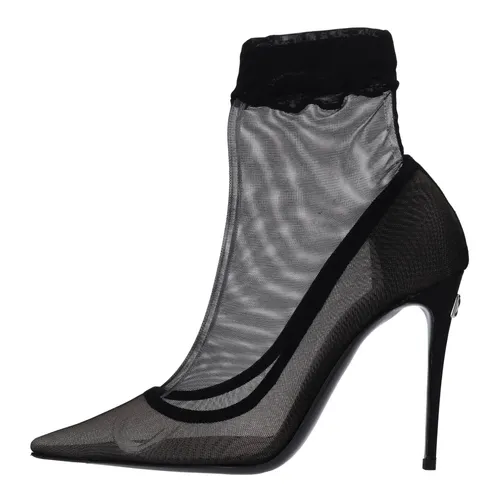 Stretch Tulle Ankle Boots - Dolce & Gabbana - Modalova