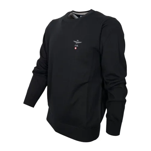 Versatile Casual Wool Sweater in Black - Aeronautica Militare - Modalova