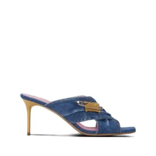 Safety-pin denim mules - Balmain - Modalova