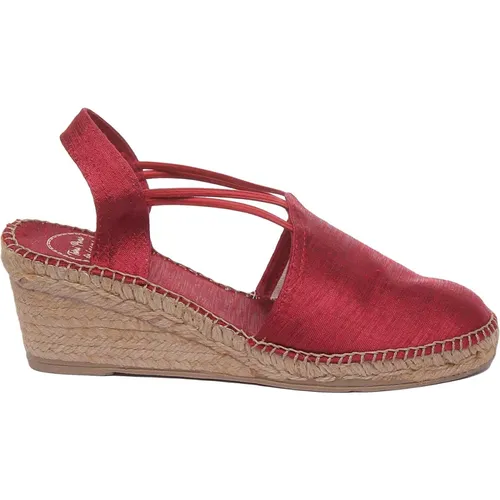 Red Silk Wedge Sandal - Toni Pons - Modalova