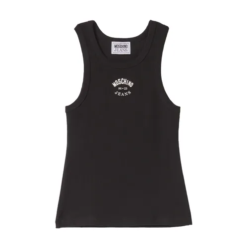 Ribbed Logo Tank Top Black - Moschino - Modalova