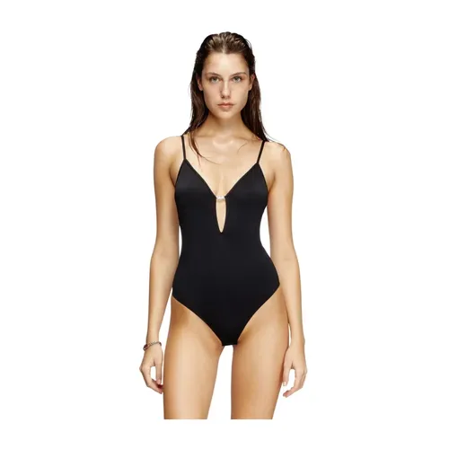 Black Microfibre Bodysuit with Deep V-neckline - Diesel - Modalova