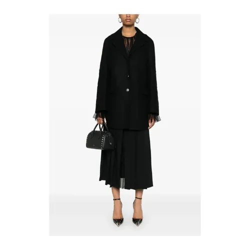 Grey Single-Breasted Wool Coat - Ermanno Scervino - Modalova