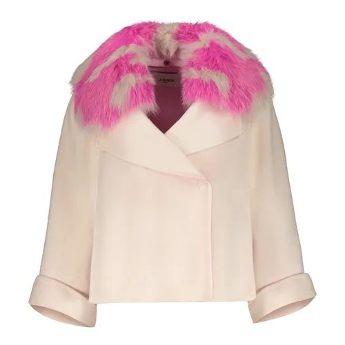 Cashmere Cape Coat with Fox Fur - Fendi - Modalova