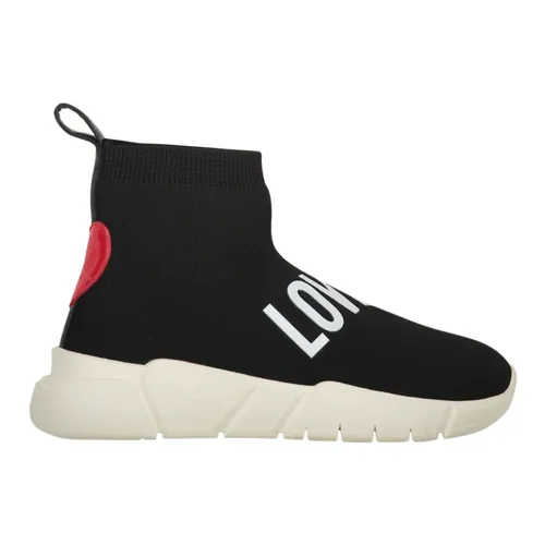 Knitted Sock-Style Sneakers - Love Moschino - Modalova