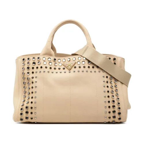 Pre-owned Studded Canvas Tote Bag - Prada Vintage - Modalova