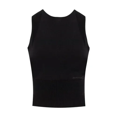 Ribbed Crew Neck Top with Logo - Ermanno Scervino - Modalova