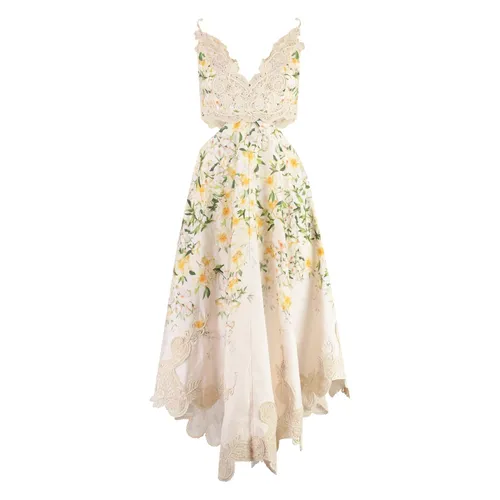 Floral Linen Dress with Cut Out Details - Zimmermann - Modalova