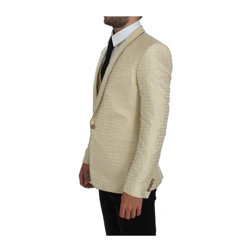 Beige Polka Dot Blazer - Dolce & Gabbana - Modalova