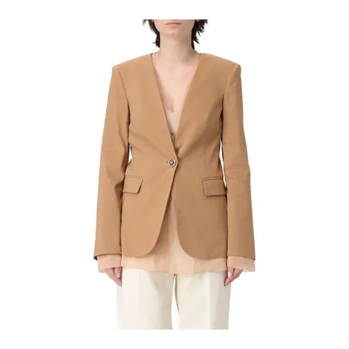 Tailored VNeck Linen Blazer - Pinko - Modalova