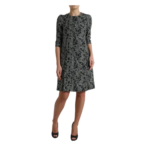 Black Chevron Polyester Shift Mini Dress - Dolce & Gabbana - Modalova