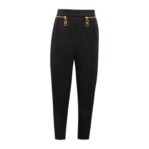 Black Wool Trousers with Invisible Zip - Elisabetta Franchi - Modalova