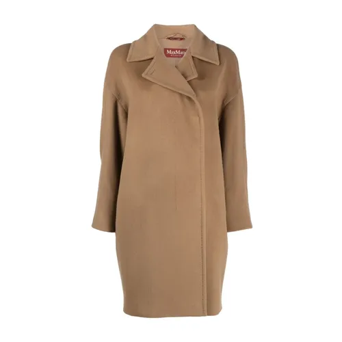 Brown Wool Coat Wide Lapels - Max Mara - Modalova