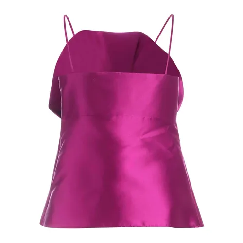 Fuchsia Silk Blend Maxi Bow Top - Alberta Ferretti - Modalova