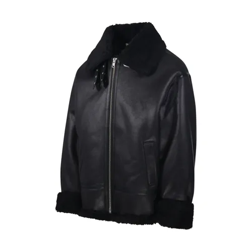 Loose Fit Line Shearling Jacket - Dunst - Modalova