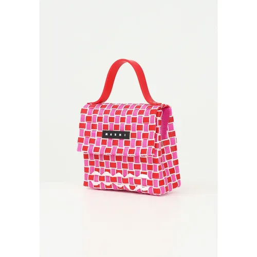 Geometric pattern handbag in fuchsia - Marni - Modalova
