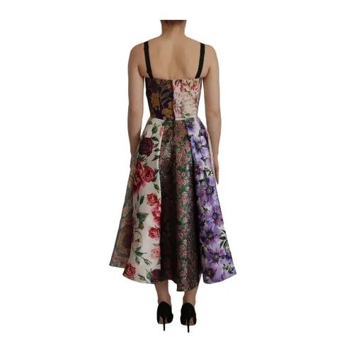 Patchwork Multicolor Silk Dress - Dolce & Gabbana - Modalova
