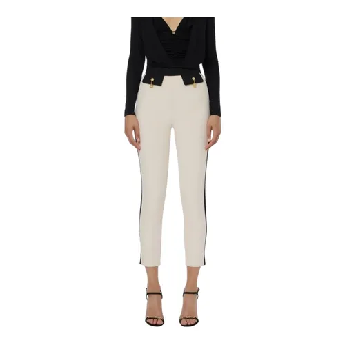 Two-colour Trousers in Double-layer Crepe Fabric - Elisabetta Franchi - Modalova