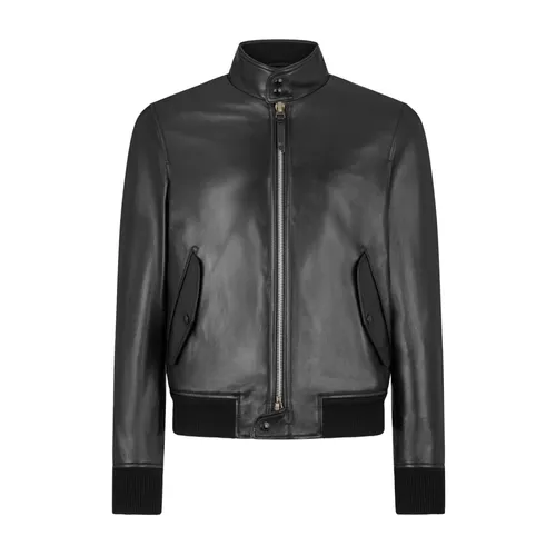Buttery Leather Harrington Jacket in Black - Tom Ford - Modalova