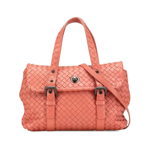 Pre-owned Leather Woven Top Handle Bag - Bottega Veneta Vintage - Modalova