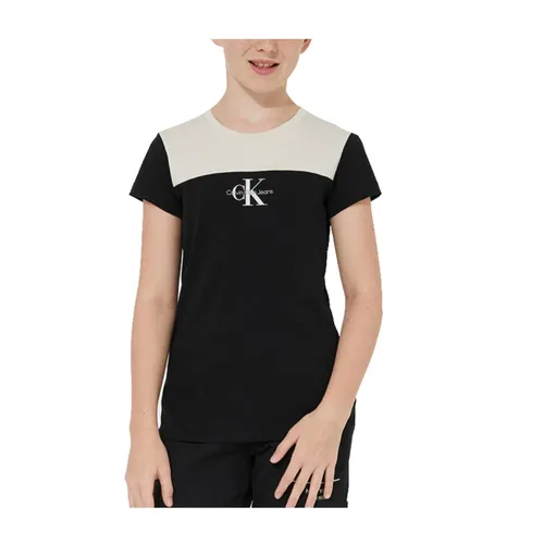 Beige and Black Monogram Tee - Calvin Klein - Modalova