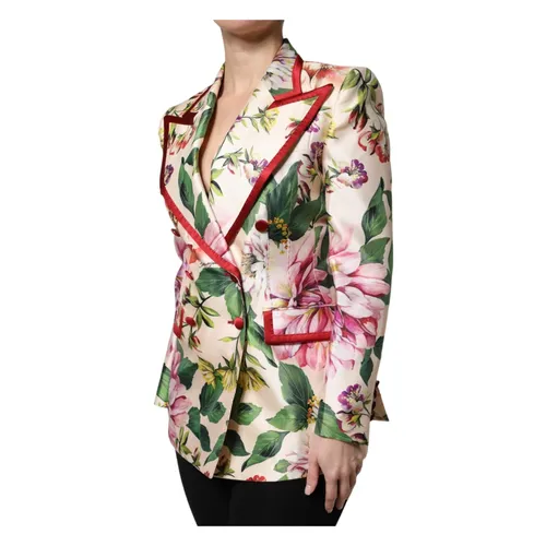 Floral Double Breasted Jacket - Dolce & Gabbana - Modalova