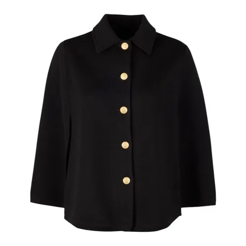 Merino Wool Cape with Gold Details - Stenströms - Modalova