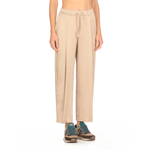 Beige Satin Trousers with Drawstrings - Herno - Modalova