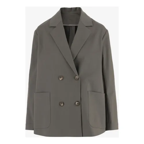 Stretch Cotton Double-Breasted Jacket - F.It - Modalova