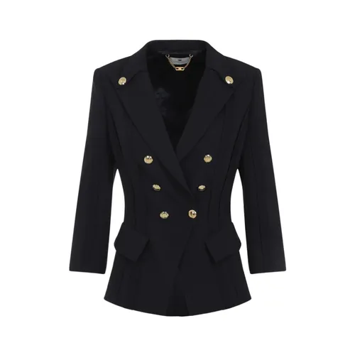Button Double-Breasted Jacket - Elisabetta Franchi - Modalova