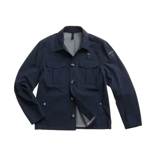 Classic Button-Up Casual Jacket - Blauer - Modalova