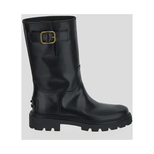 Black Leather Buckle Strap Boot - Tod's - Modalova