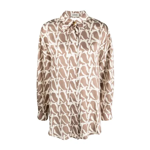 Camicia a Maniche Lunghe con Stampa in Seta Multicolore - Aeron - Modalova