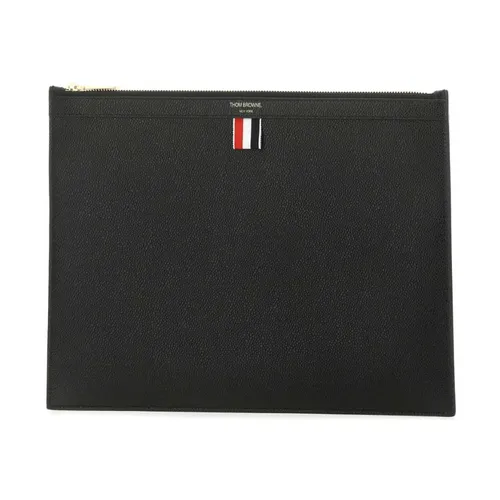Stylish Black Leather Document Case - Thom Browne - Modalova