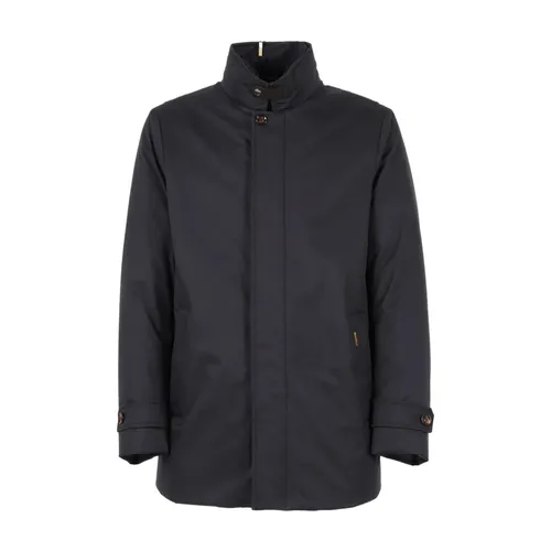 Navy Puffer Jacket Button Closure - Moorer - Modalova