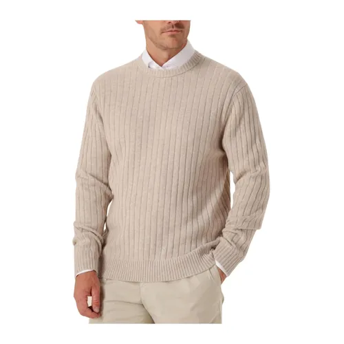 Beige Wool Blend Crew Neck Pullover - Profuomo - Modalova