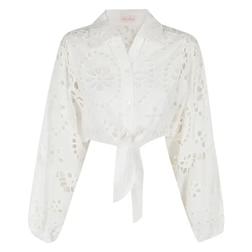 White Lace Crop Shirt - MC2 Saint Barth - Modalova