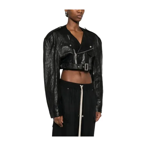 Cropped Leather Jacket - Rick Owens - Modalova