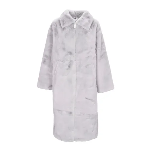 Giacca Lunga in Finta Pelliccia con Zip - Nike - Modalova